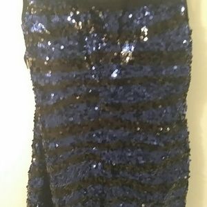Navy blue and black sequin knee length dress